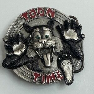 Bergamot 1994 Toon Time Cat Belt Buckle Pewter‎ Made in USA G 77